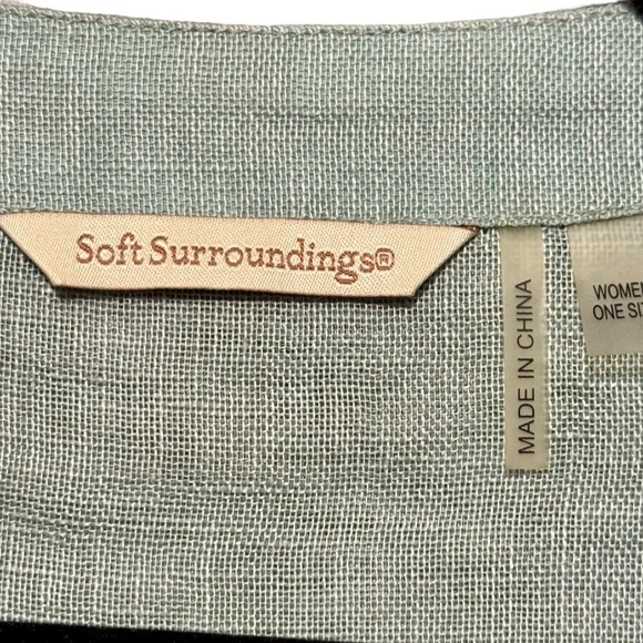 Soft Surroundings 100% Linen Long Seashell Self Tie Sleeveless Cardigan Vest - Picture 9 of 10